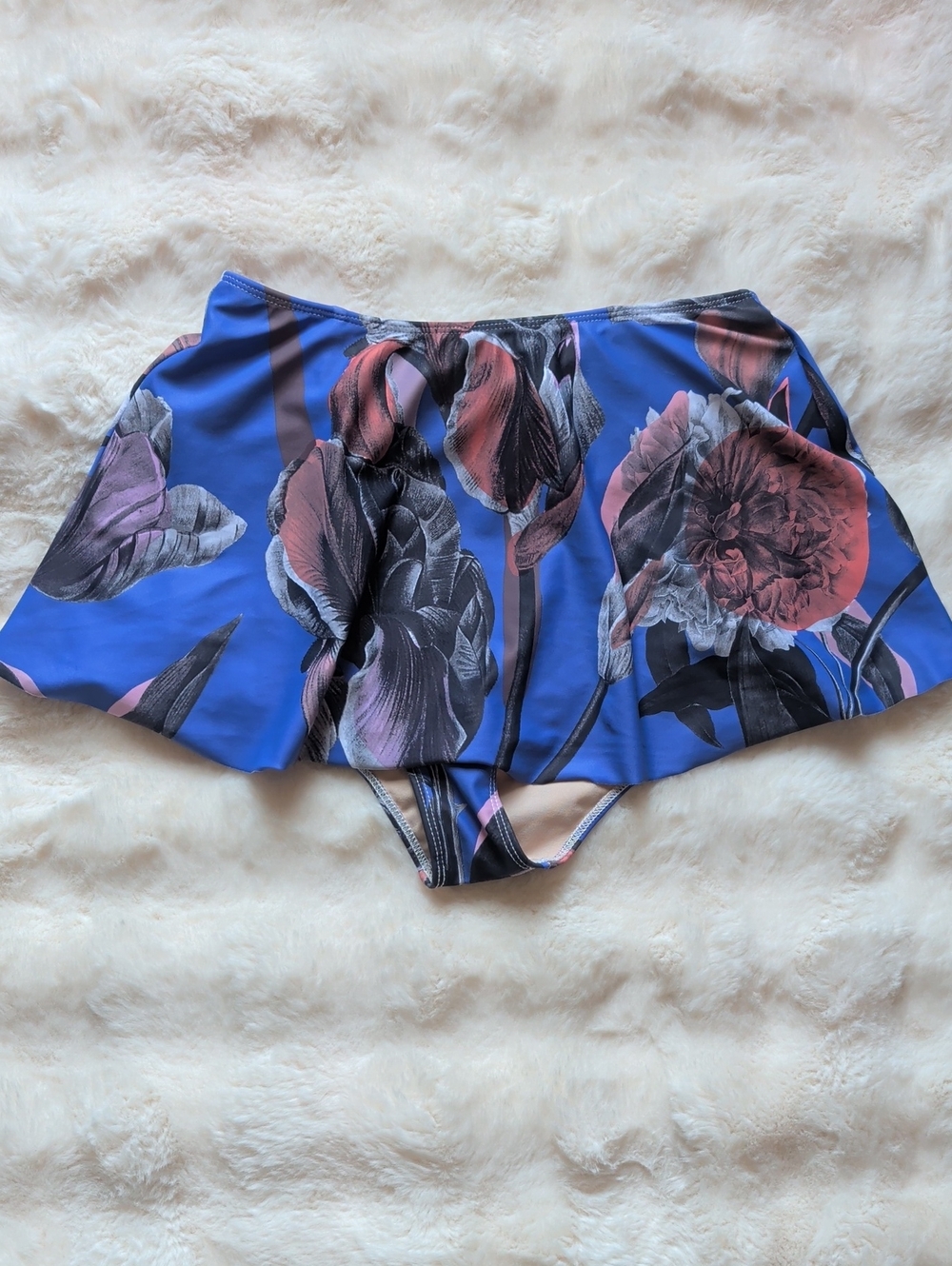 Kortni Jeane Blue Floral High-Waist Swim Skirt